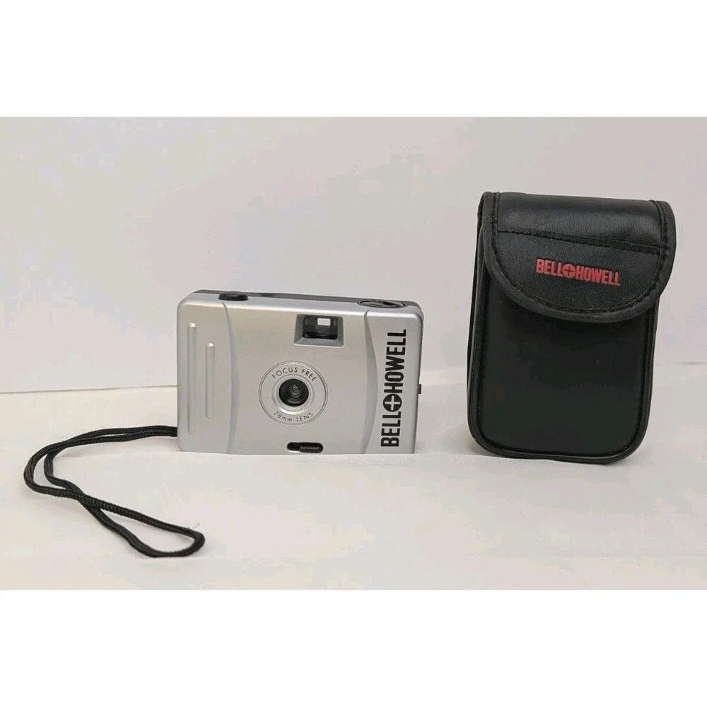Bell+Howell Focus Free 28mm Film Camera Silver w/ Case Untested Pre-Owned